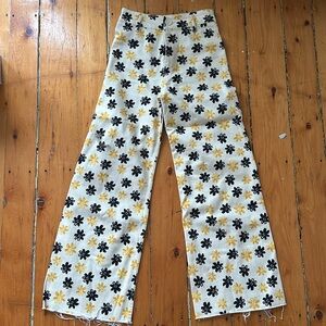 Zara marine straight high waisted floral jeans
